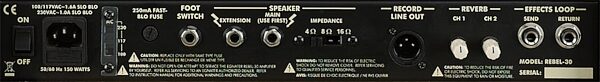 open zoom image for Egnater Rebel-30 Guitar Amplifier Head (30 Watts), Rear Panel
