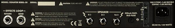 open zoom image for Egnater Rebel-20 Guitar Amplifier Head (20 Watts with Gig Bag), Back Panel