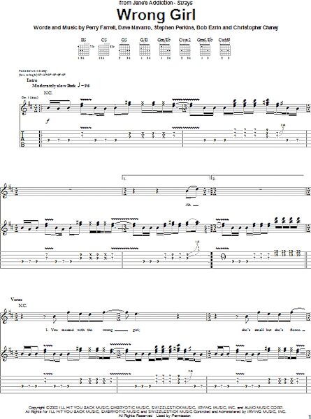 open zoom image for Wrong Girl - Guitar TAB, New, Main