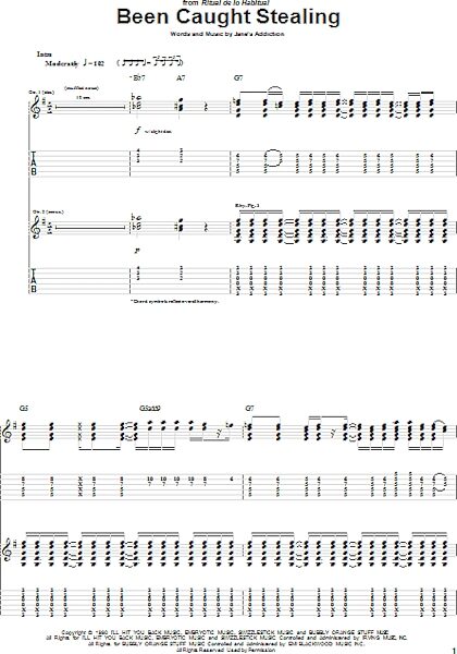 open zoom image for Been Caught Stealing - Guitar TAB, New, Main