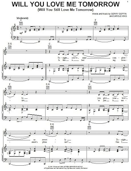 open zoom image for Will You Love Me Tomorrow (Will You Still Love Me Tomorrow) - Piano/Vocal/Guitar, New, Main