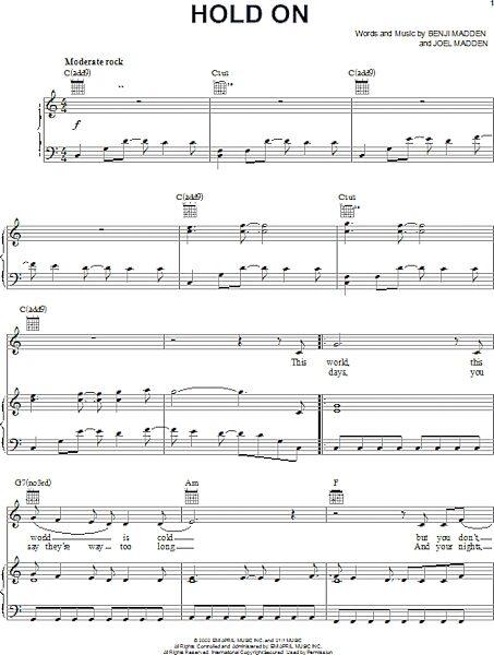 open zoom image for Hold On - Piano/Vocal/Guitar, New, Main