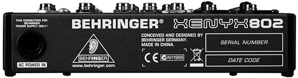 open zoom image for Behringer XENYX 802 Mixer, Rear