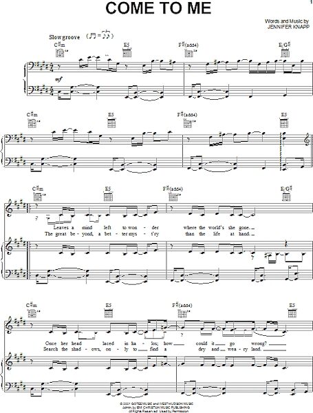 open zoom image for Come To Me - Piano/Vocal/Guitar, New, Main