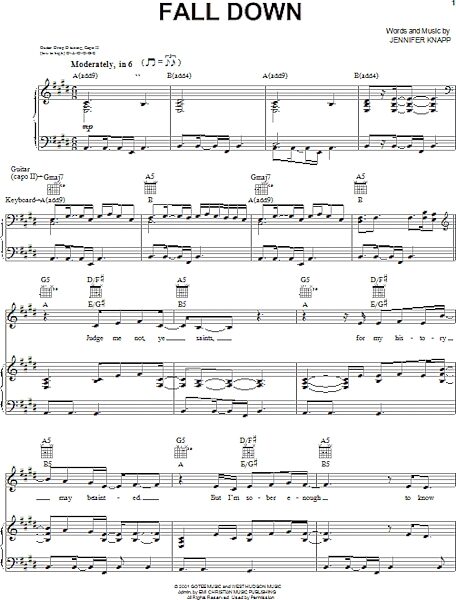open zoom image for Fall Down - Piano/Vocal/Guitar, New, Main