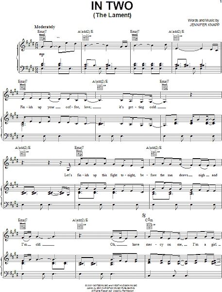 open zoom image for In Two (The Lament) - Piano/Vocal/Guitar, New, Main