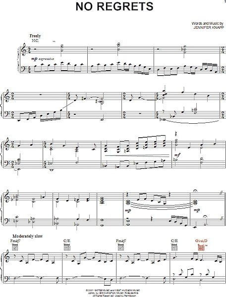 open zoom image for No Regrets - Piano/Vocal/Guitar, New, Main