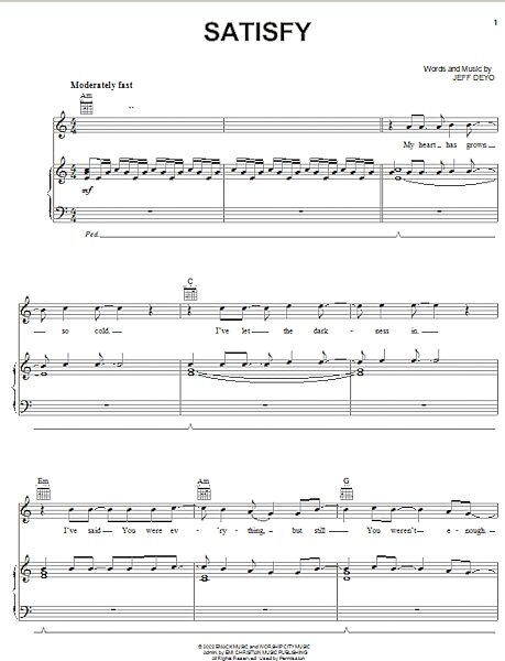 open zoom image for Satisfy - Piano/Vocal/Guitar, New, Main