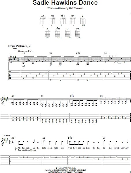 open zoom image for Sadie Hawkins Dance - Easy Guitar with TAB, New, Main