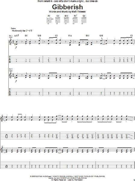 open zoom image for Gibberish - Guitar TAB, New, Main