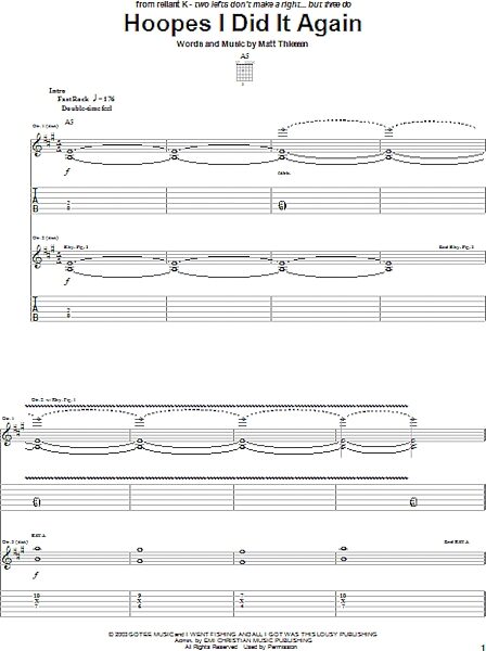 open zoom image for Hoopes I Did It Again - Guitar TAB, New, Main