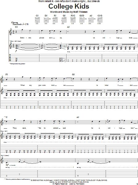 open zoom image for College Kids - Guitar TAB, New, Main