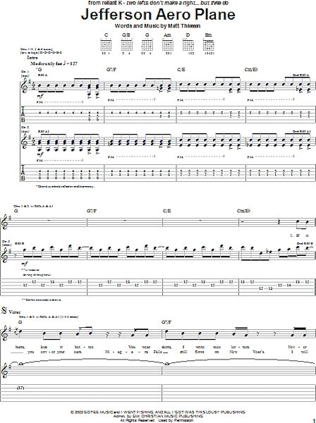 open zoom image for Jefferson Aero Plane - Guitar TAB, New, Main