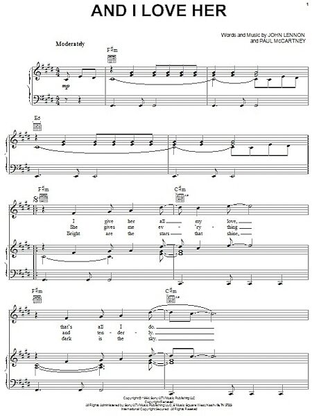 open zoom image for And I Love Her - Piano/Vocal/Guitar, New, Main