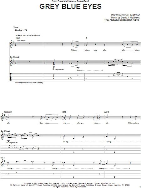 open zoom image for Grey Blue Eyes - Guitar TAB, New, Main