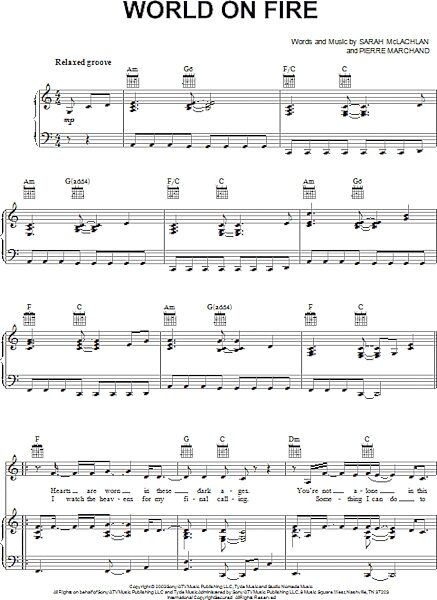 open zoom image for World On Fire - Piano/Vocal/Guitar, New, Main