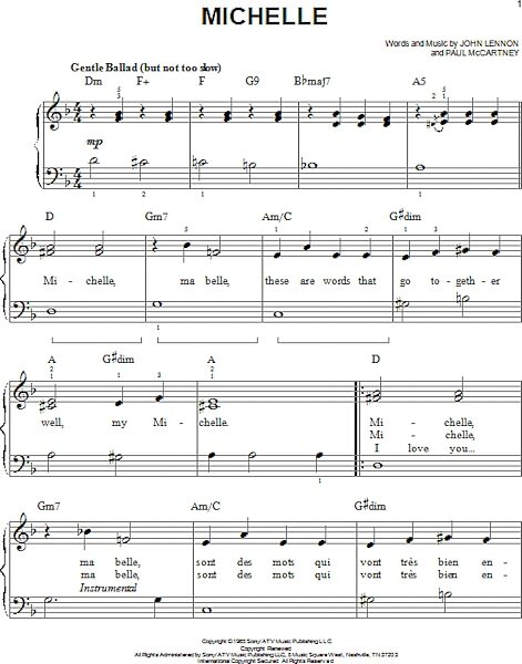 open zoom image for Michelle - Easy Piano, New, Main