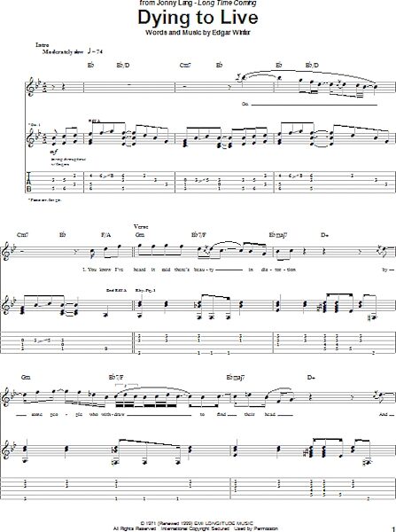 open zoom image for Dying To Live - Guitar TAB, New, Main