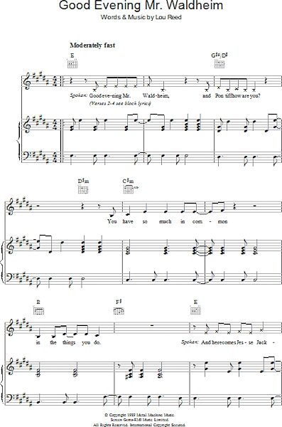open zoom image for Good Evening Mr. Waldheim - Piano/Vocal/Guitar, New, Main