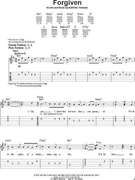 open zoom image for Forgiven - Easy Guitar with TAB, New, Main