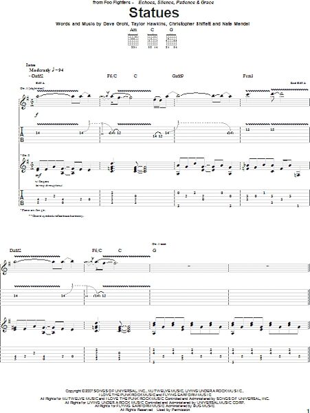 open zoom image for Statues - Guitar TAB, New, Main