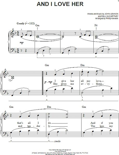 open zoom image for And I Love Her - Easy Piano, New, Main