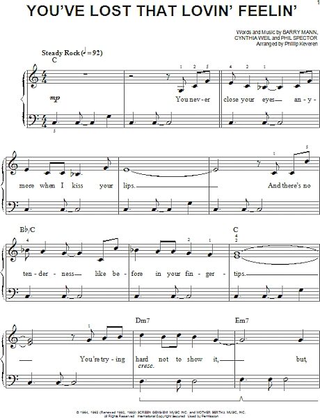open zoom image for You've Lost That Lovin' Feelin' - Easy Piano, New, Main