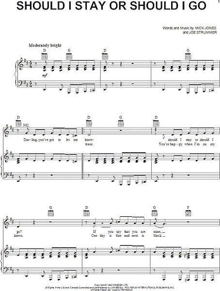 open zoom image for Should I Stay Or Should I Go - Piano/Vocal/Guitar, New, Main