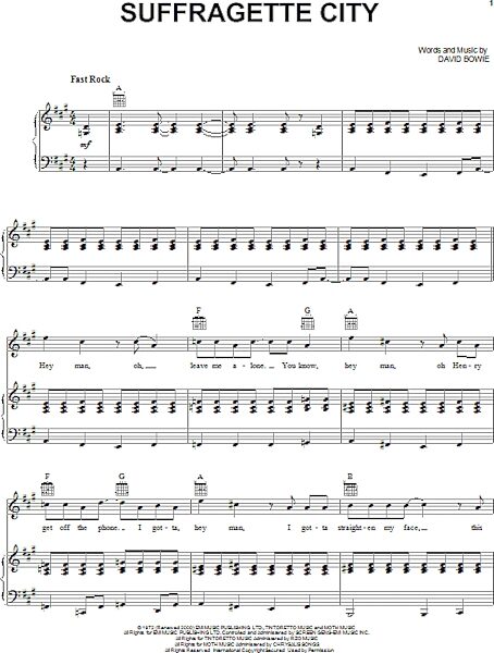 open zoom image for Suffragette City - Piano/Vocal/Guitar, New, Main