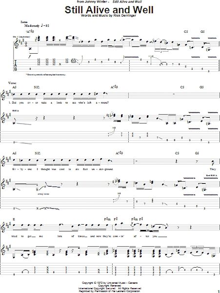 open zoom image for Still Alive And Well - Guitar TAB, New, Main