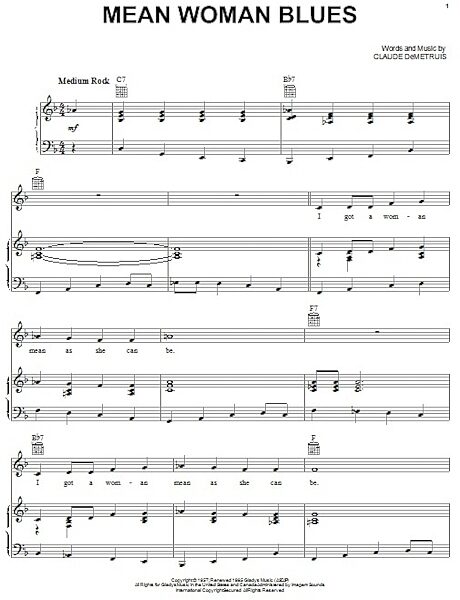 open zoom image for Mean Woman Blues - Piano/Vocal/Guitar, New, Main
