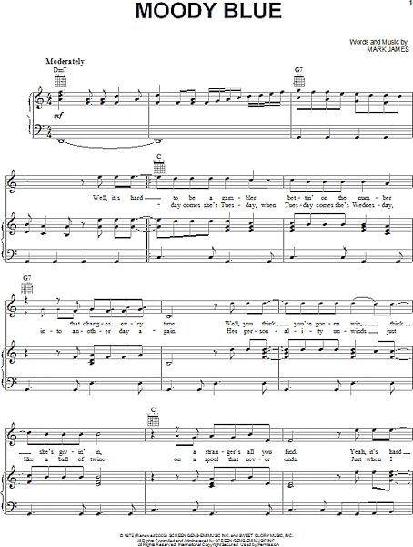 open zoom image for Moody Blue - Piano/Vocal/Guitar, New, Main