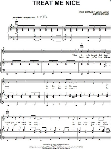 open zoom image for Treat Me Nice - Piano/Vocal/Guitar, New, Main