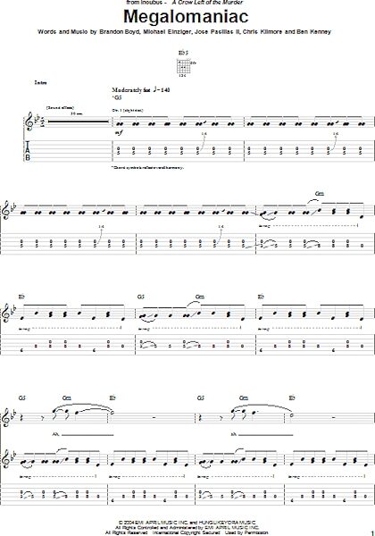 open zoom image for Megalomaniac - Guitar TAB, New, Main