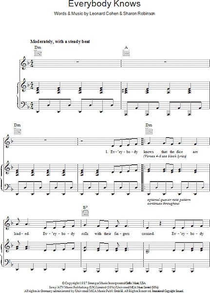 open zoom image for Everybody Knows - Piano/Vocal/Guitar, New, Main