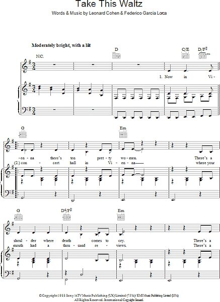 open zoom image for Take This Waltz - Piano/Vocal/Guitar, New, Main
