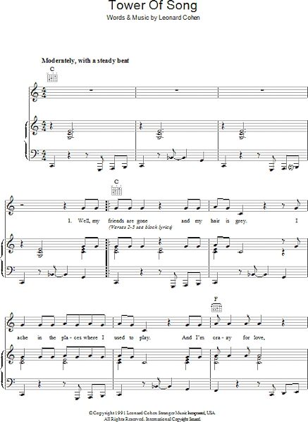open zoom image for Tower Of Song - Piano/Vocal/Guitar, New, Main