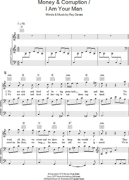 open zoom image for Money & Corruption / I Am Your Man - Piano/Vocal/Guitar, New, Main
