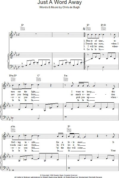 open zoom image for Just A Word Away - Piano/Vocal/Guitar, New, Main