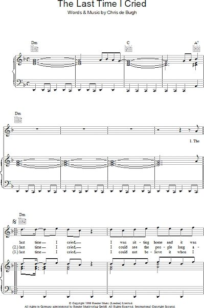 open zoom image for The Last Time I Cried - Piano/Vocal/Guitar, New, Main