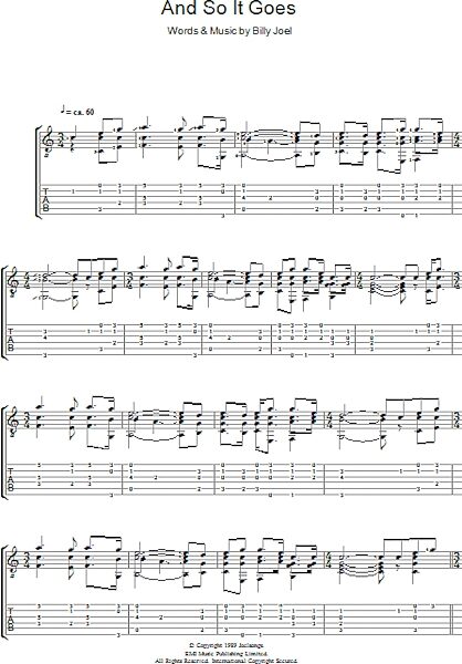 open zoom image for And So It Goes - Guitar TAB, New, Main