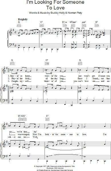 open zoom image for I'm Looking For Someone To Love - Piano/Vocal/Guitar, New, Main