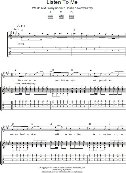 open zoom image for Listen To Me - Guitar TAB, New, Main