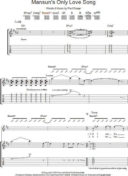 open zoom image for Mansun's Only Love Song - Guitar TAB, New, Main