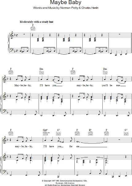 open zoom image for Maybe Baby - Piano/Vocal/Guitar, New, Main