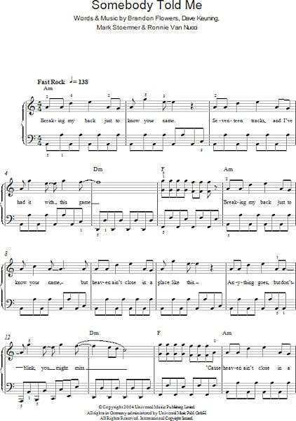 open zoom image for Somebody Told Me - Easy Piano, New, Main