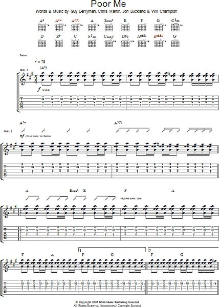 open zoom image for Poor Me - Guitar TAB, New, Main