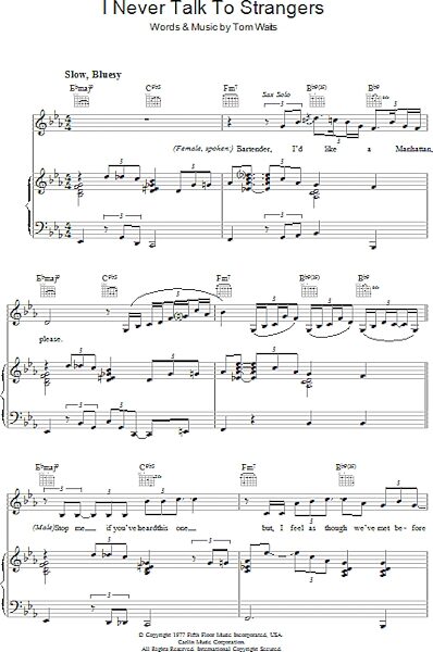 open zoom image for I Never Talk To Strangers - Piano/Vocal/Guitar, New, Main