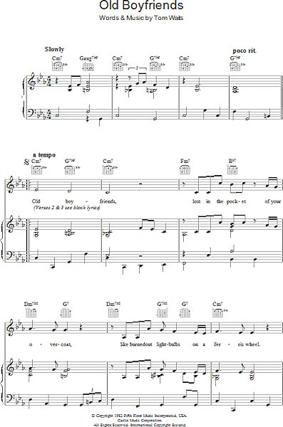 open zoom image for Old Boyfriends - Piano/Vocal/Guitar, New, Main