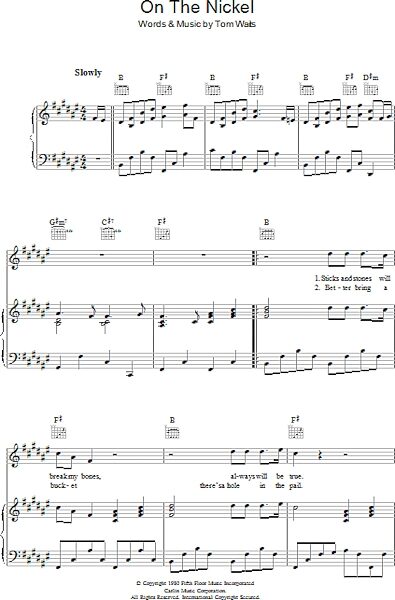 open zoom image for On The Nickel - Piano/Vocal/Guitar, New, Main